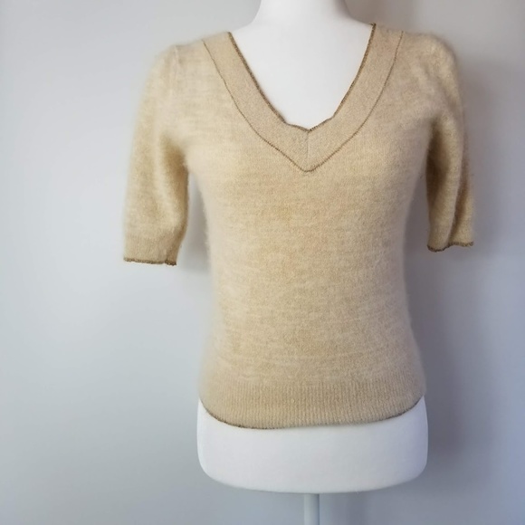Vintage Angora Blend Cropped Sweater Gold Small - Picture 1 of 7
